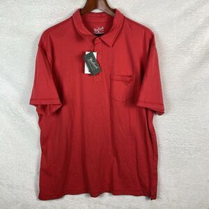 NWT Men's XL Woolrich First Forks Knit Cotton Short Sleeve Polo Shirt Red UPF 50